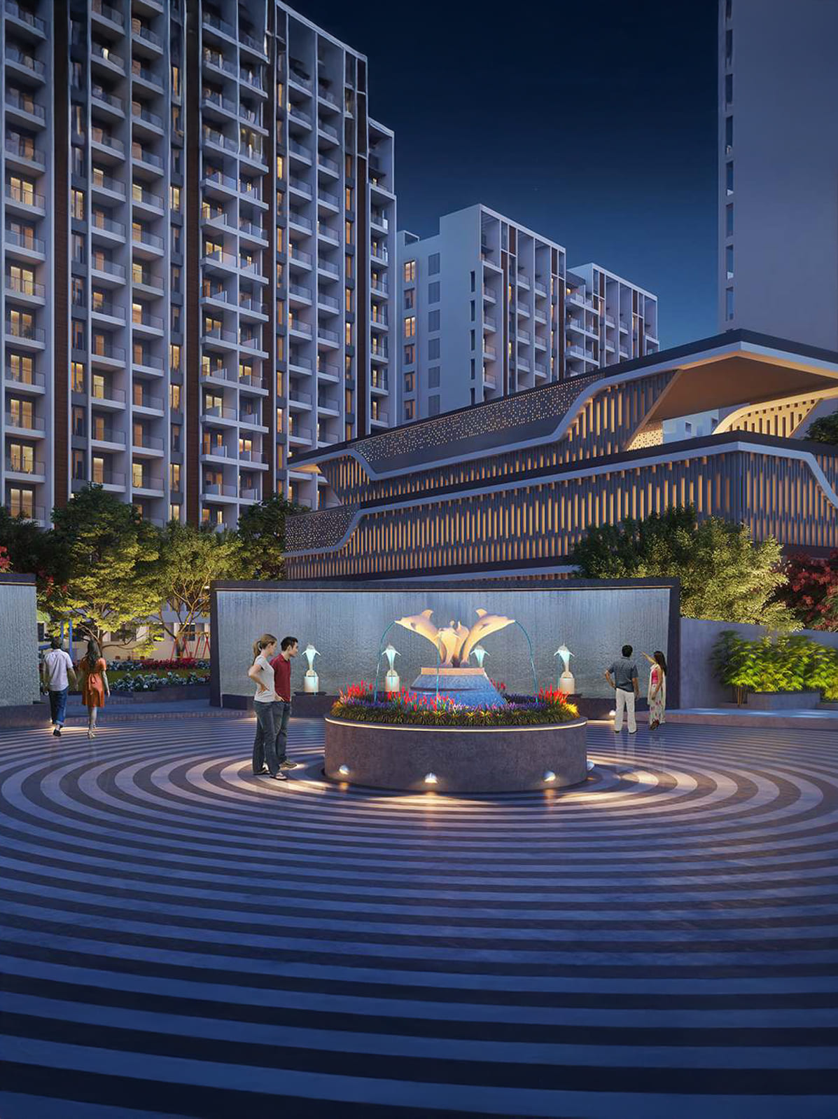 Exterior view of Majestique Evolvus &mdash; photo gallery, images, brochure, amenities, cost sheet, price breakup, availability details, RERA number, RERA certificate, possession date, layout plan, logo, floor plan, master plan, and location map showcasing project highlights and features.